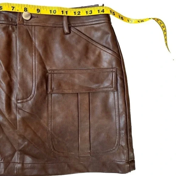 Revolve Tularosa Med Becca Faux Leather Mini Skirt Walnut Brown NWOT MSRP $168 - Picture 5 of 7